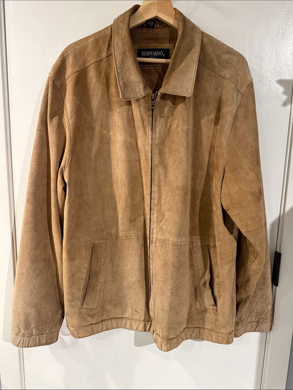 Bernardo Men's Suede Zip-Front Jacket in Light Brown